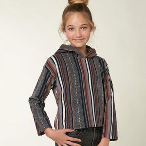 O'Neill Northwest Pullover Striped Hoodie w / Pockets Girls Large